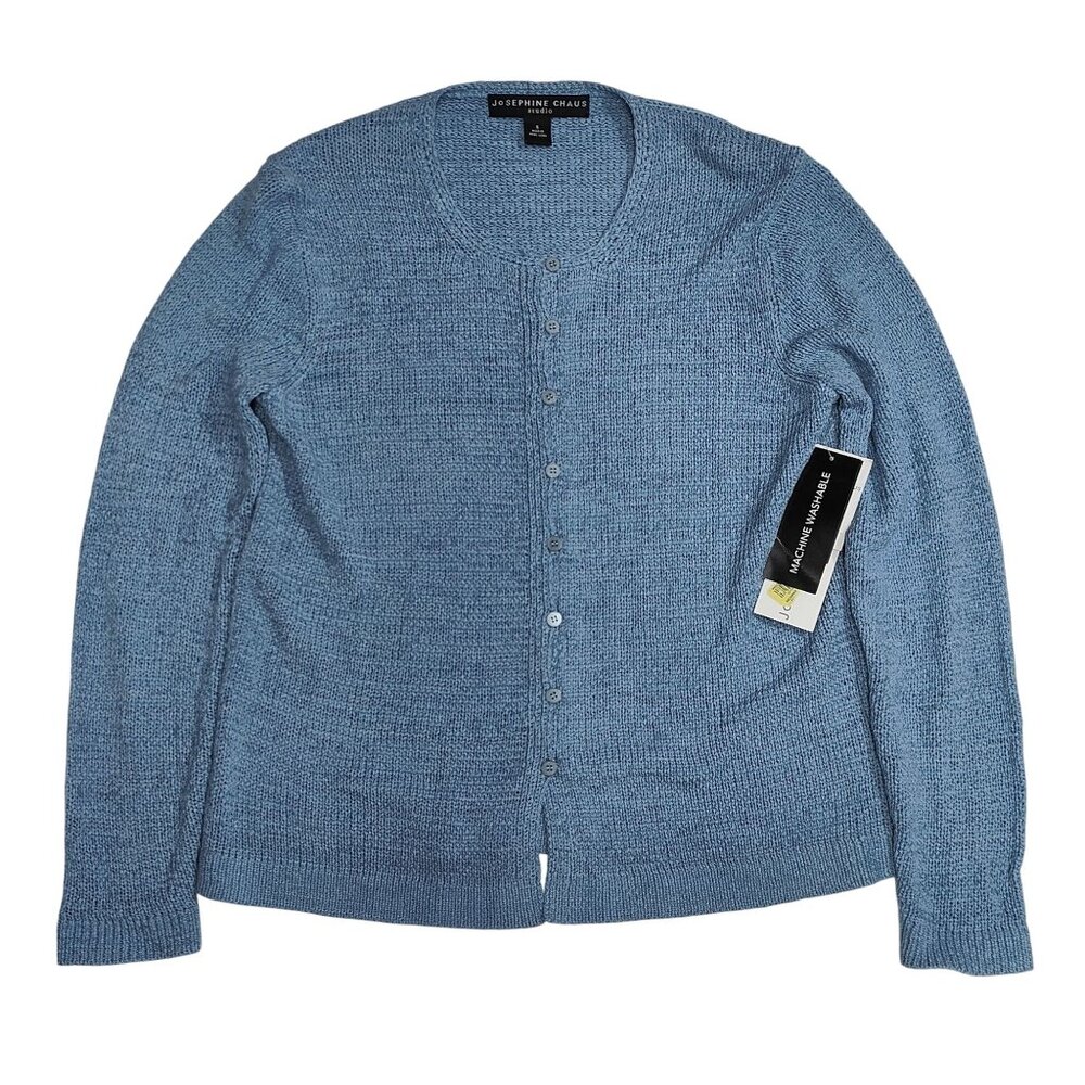 Josephine Chaus Studio Women's Blue Knit Button Front Cardigan Sweater Size S